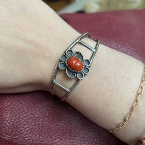 Vintage Silver and coral Navajo Bracelet